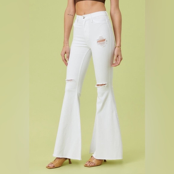 High Rise Distressed Ultra Flare Bell Bottom Jeans - Vibrant M.i.U - Picture 2 of 8